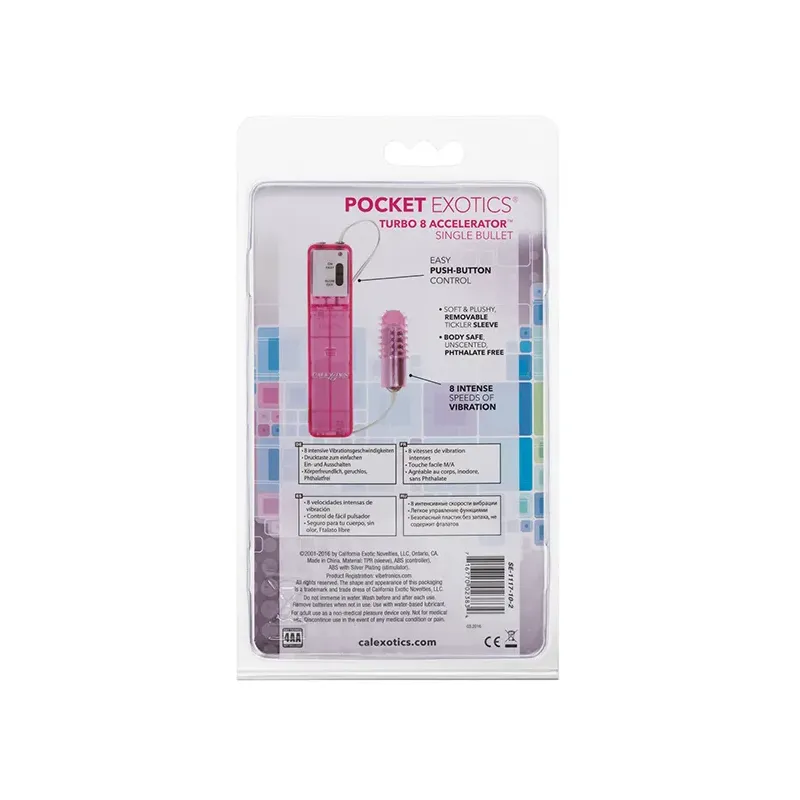 Turbo 8 Accelerator Bullet Vibrator with Tickler Sleeve