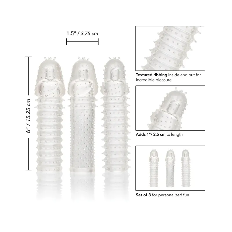Vibrating Penis Extension Sleeve Kit in Clear