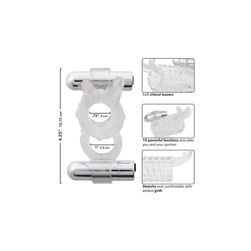 Couples Vibrating Erection Enhancer with Dual Bullets
