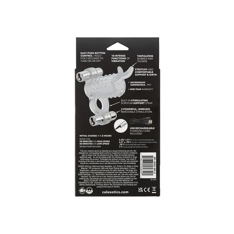 Couples Vibrating Erection Enhancer with Dual Bullets
