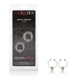 Nipple Rings with Beaded Hoop in Silver