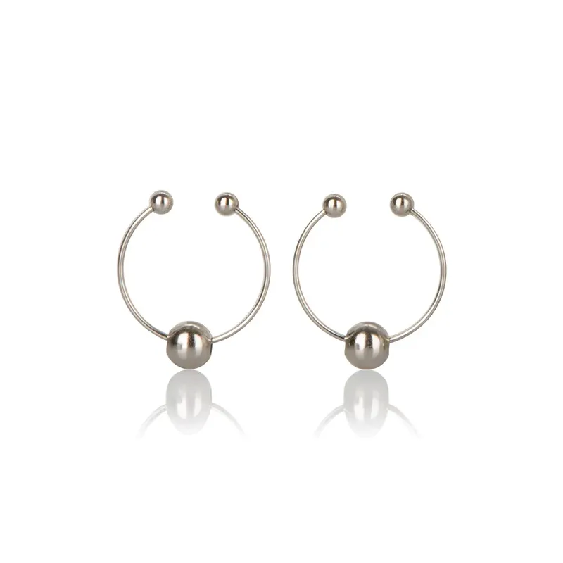 Nipple Rings with Beaded Hoop in Silver