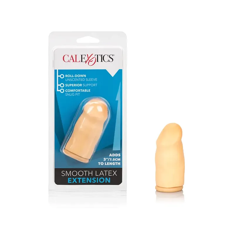 3 Inch Vibrating Latex Extension Sleeve in Ivory