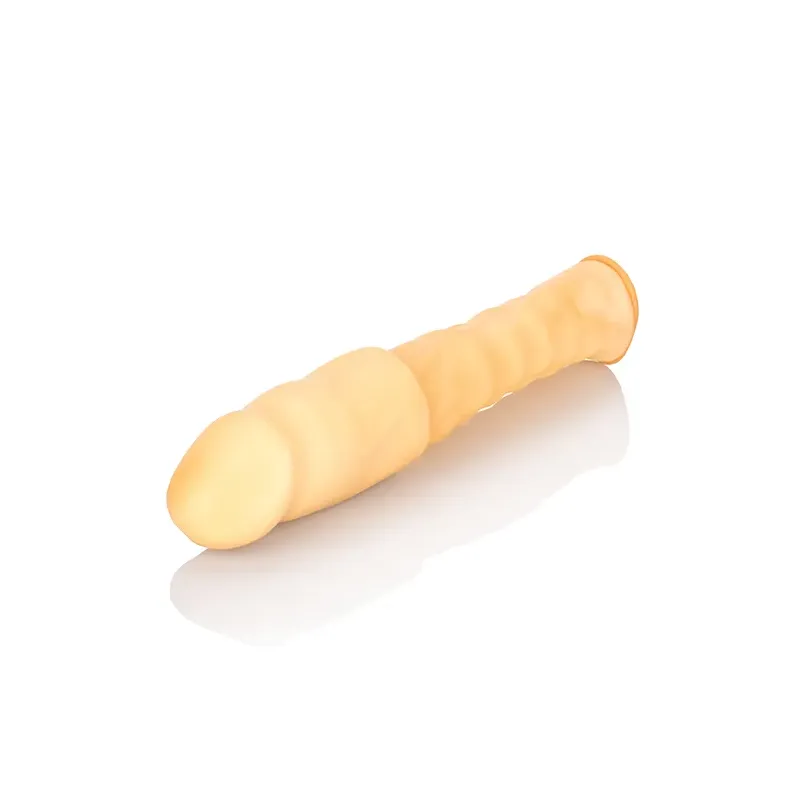 3 Inch Vibrating Latex Extension Sleeve in Ivory