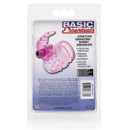 Stretchy Vibrating Bunny Cock Ring with Removable Stimulator
