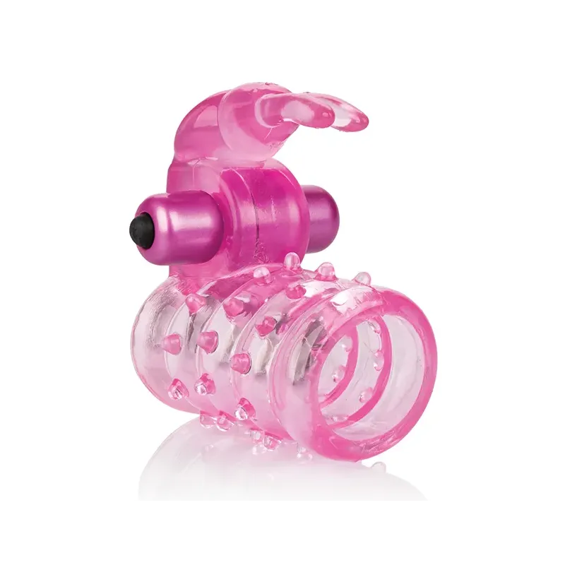 Stretchy Vibrating Bunny Cock Ring with Removable Stimulator