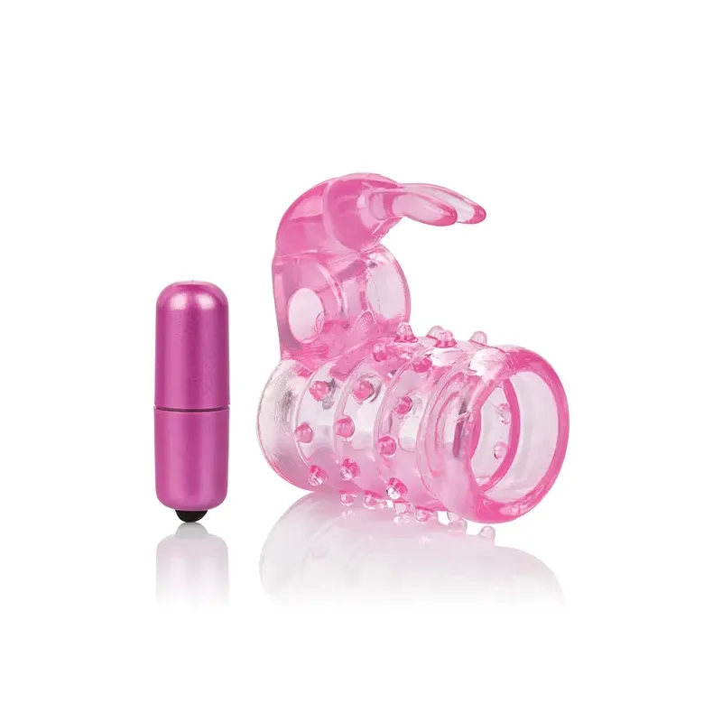 Stretchy Vibrating Bunny Cock Ring with Removable Stimulator
