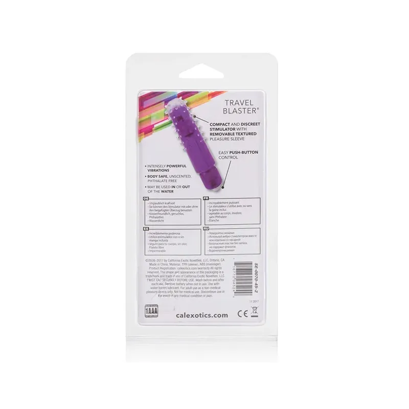 Waterproof Travel Vibrator with Removable Nubby Sleeve