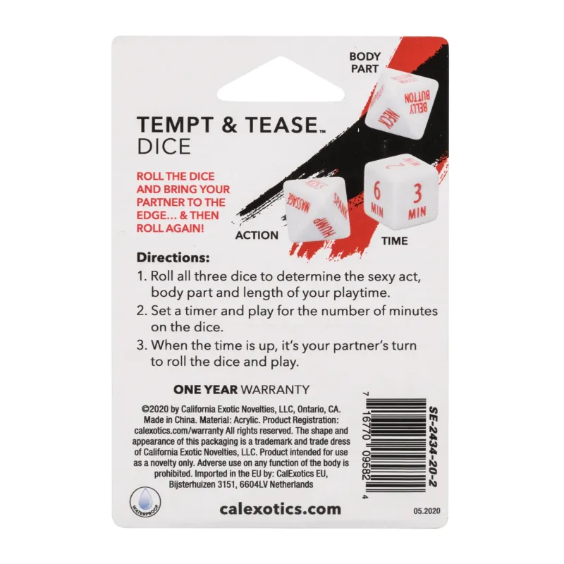 Tempt & Tease Acrylic Dice Game for Couples