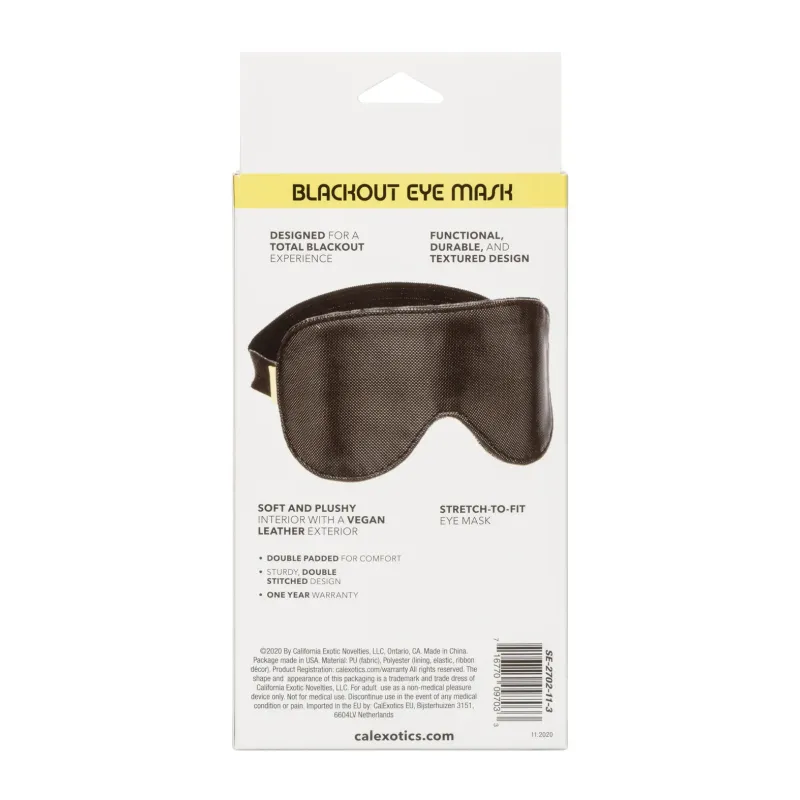 Blackout Blindfold Eye Mask with Padded PU Vegan Leather