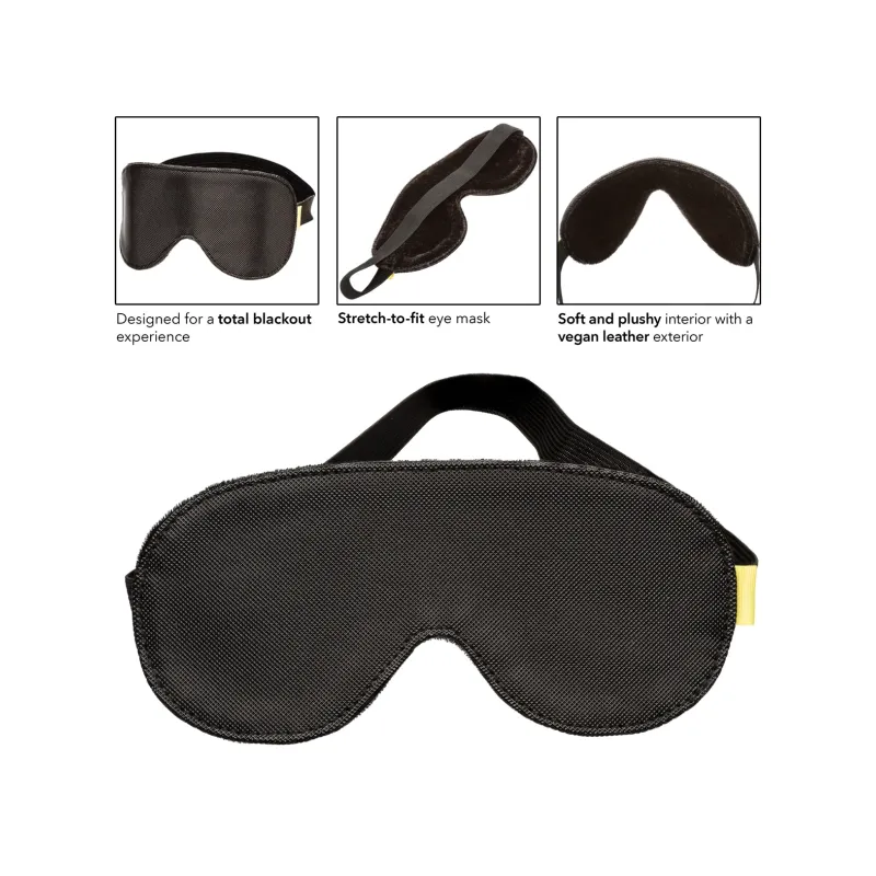 Blackout Blindfold Eye Mask with Padded PU Vegan Leather