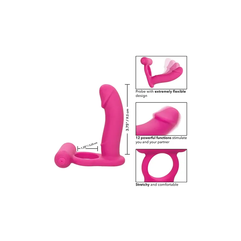 Vibrating Cock Ring with Probe and Teaser