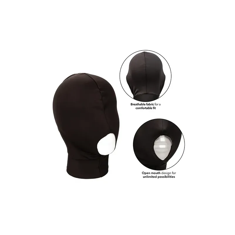 Bondage Hood with Open Mouth and Sight-Restricting Design