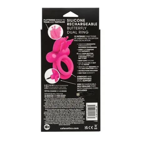 Silicone Rechargeable Butterfly Dual Cock Ring