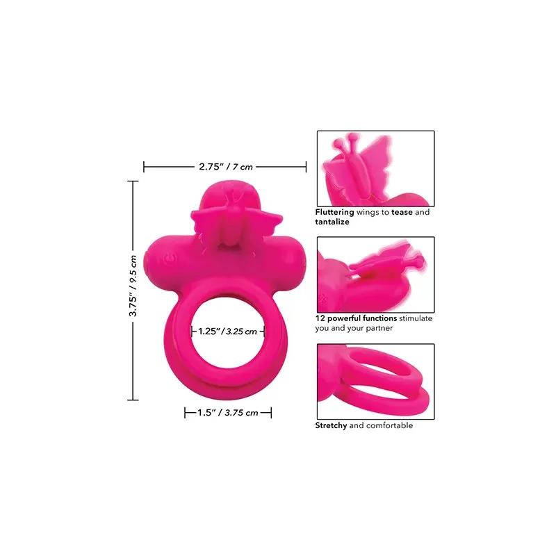 Silicone Rechargeable Butterfly Dual Cock Ring