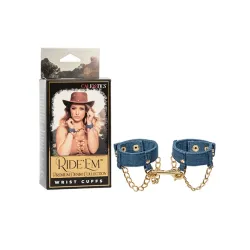 Denim Wrist Cuffs with D-Rings and Chain