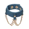 Denim Wrist Cuffs with D-Rings and Chain