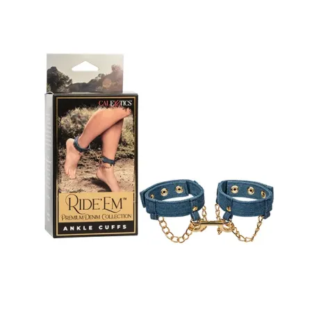 Denim Ankle Cuffs with D-Rings and Chain