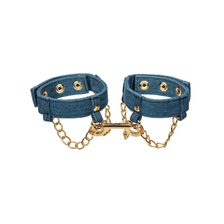 Denim Ankle Cuffs with D-Rings and Chain