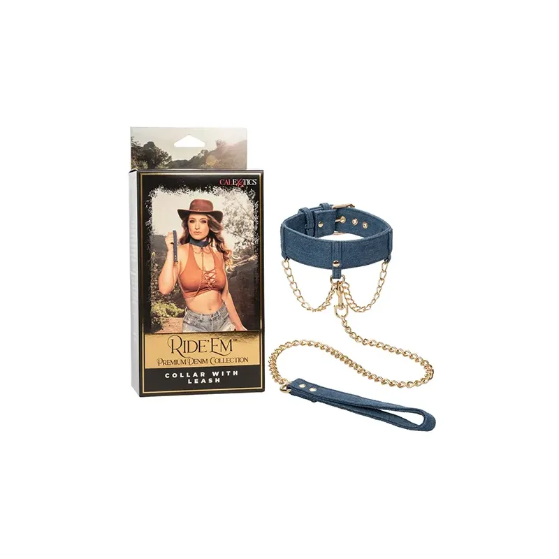 Denim Collar with Detachable Leash