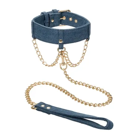 Denim Collar with Detachable Leash