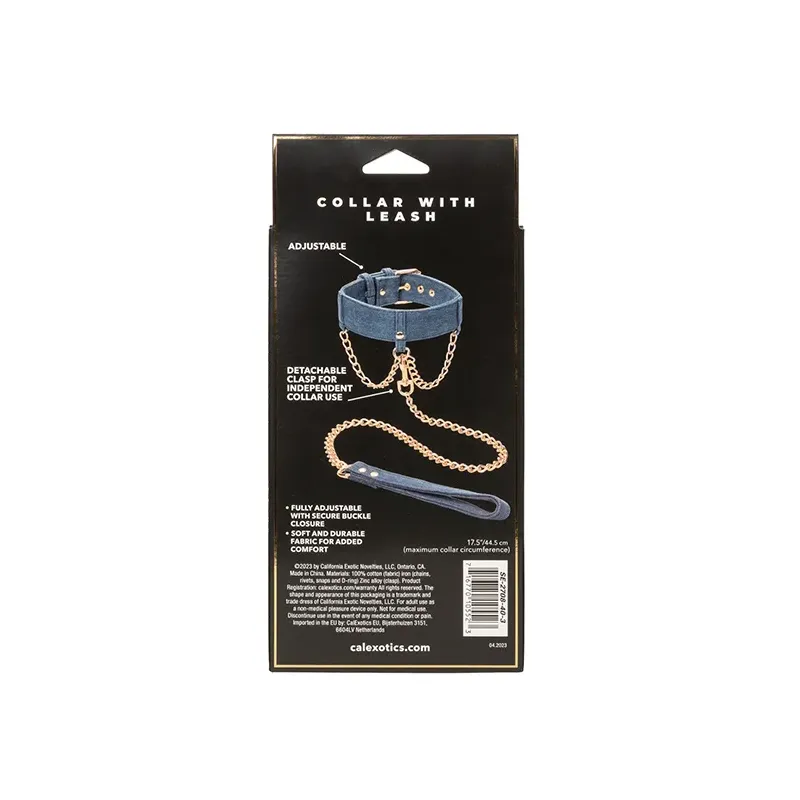 Denim Collar with Detachable Leash