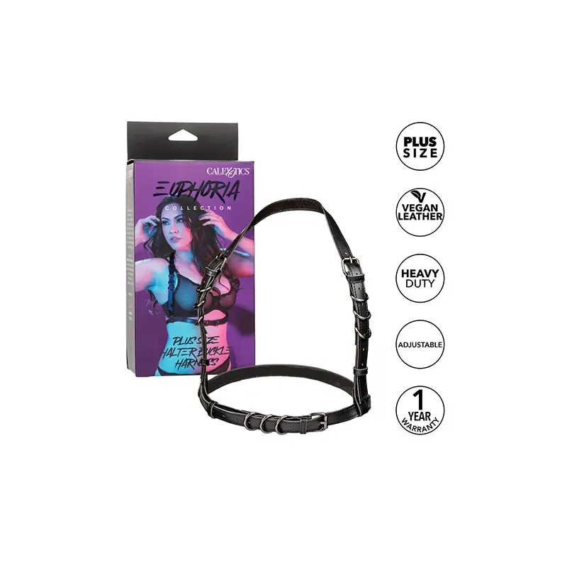 Plus Size Halter Buckle Harness with Velvet Interior