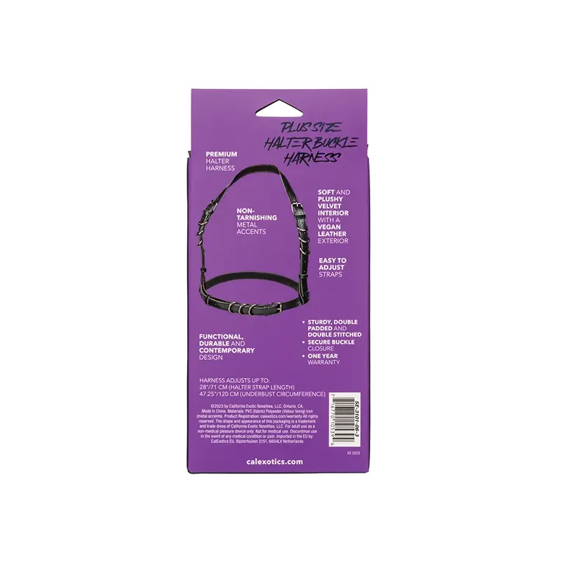 Plus Size Halter Buckle Harness with Velvet Interior