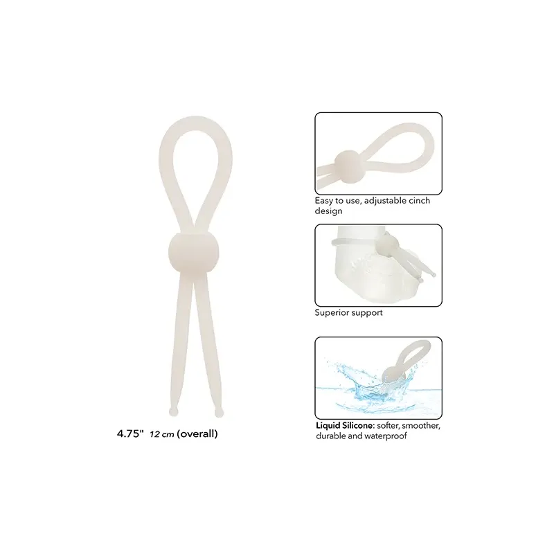 Liquid Silicone Lasso Cock Ring with Adjustable Cinch