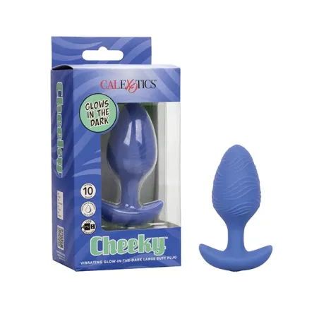 Glow in the Dark Vibrating Butt Plug in Blue