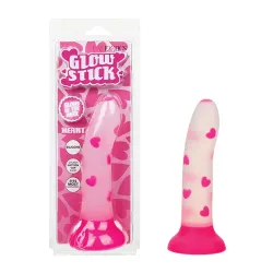 Glow-in-the-Dark Silicone Suction Cup Dildo with Heart Pattern