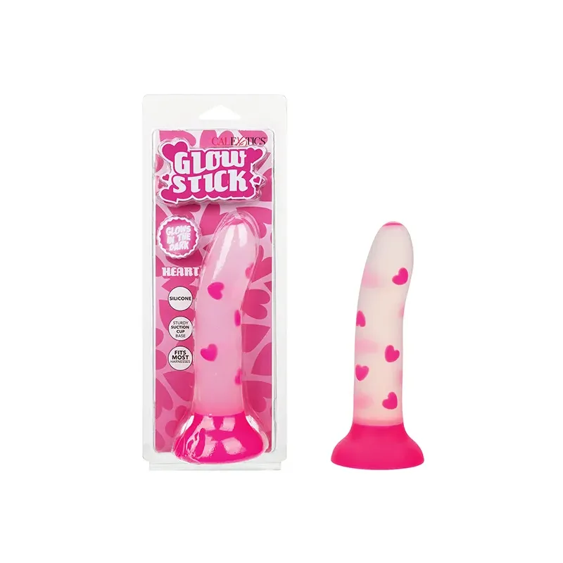 Glow-in-the-Dark Silicone Suction Cup Dildo with Heart Pattern