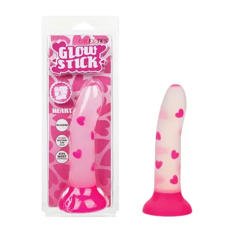 Glow-in-the-Dark Silicone Suction Cup Dildo with Heart Pattern