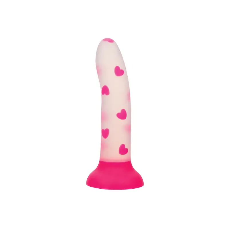 Glow-in-the-Dark Silicone Suction Cup Dildo with Heart Pattern