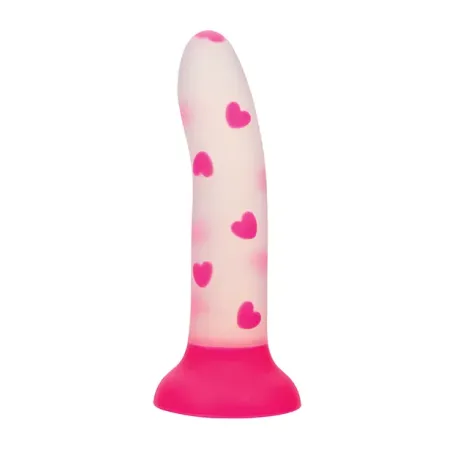 Glow-in-the-Dark Silicone Suction Cup Dildo with Heart Pattern
