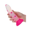 Glow-in-the-Dark Silicone Suction Cup Dildo with Heart Pattern