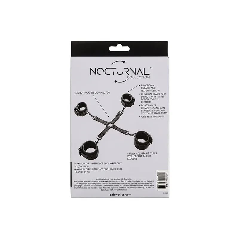 Adjustable Hog Tie with Swivel D-Ring Cuffs