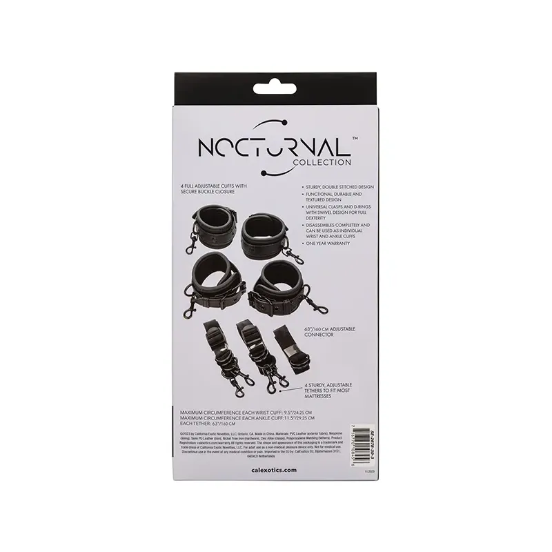 Nocturnal Collection Adjustable Bed Restraints with Cuffs