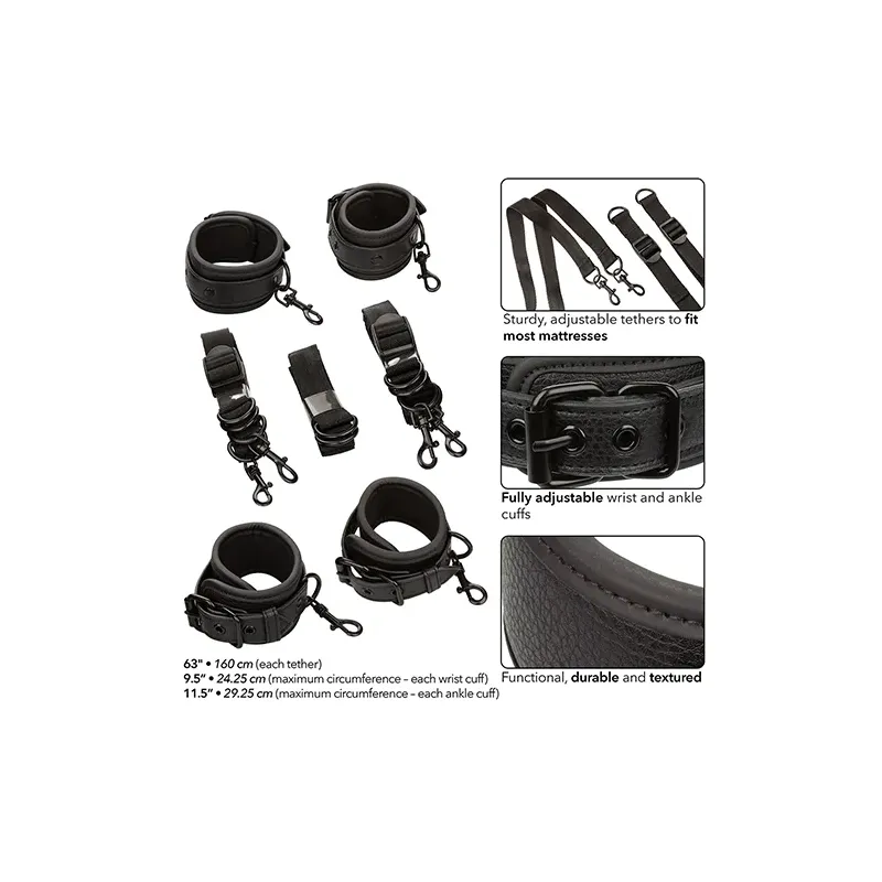 Nocturnal Collection Adjustable Bed Restraints with Cuffs