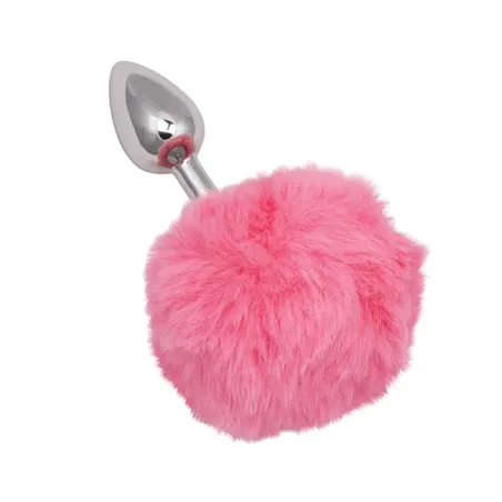Pink Bunny Tail Butt Plug with Fluffy Tail