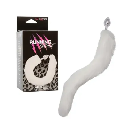 White Tail Metallic Anal Probe with Synthetic Fur Tail