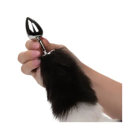 Metallic Anal Probe with Faux Fur Tail