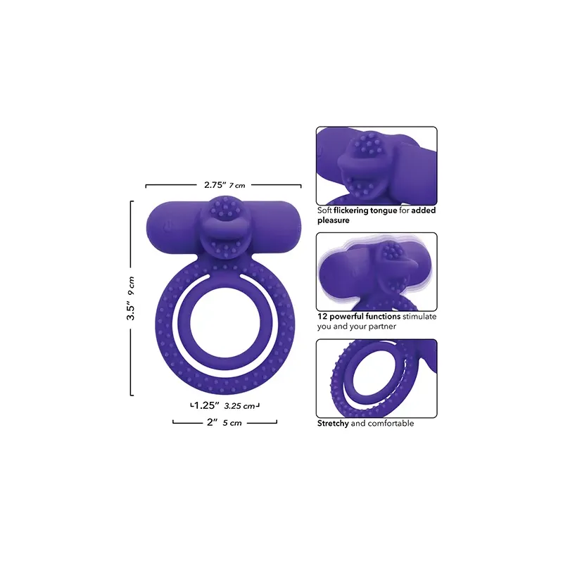 Silicone Rechargeable Couples Vibrator with Flickering Tongue