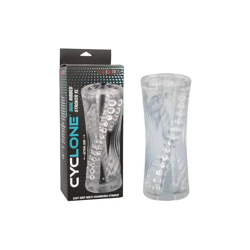 Cyclone XL Dual Ribbed Stroker in Clear TPE