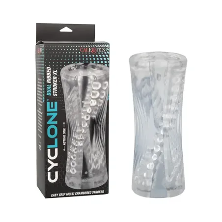 Cyclone XL Dual Ribbed Stroker in Clear TPE