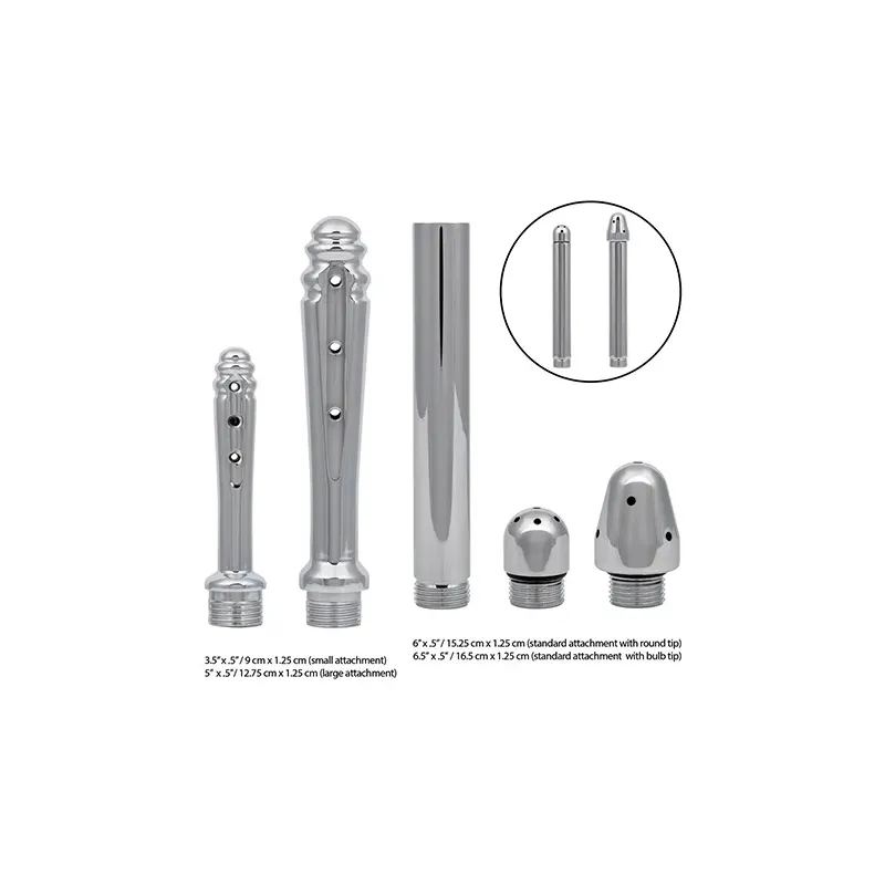 Stainless Steel Anal Douche System with 4 Spray Attachments