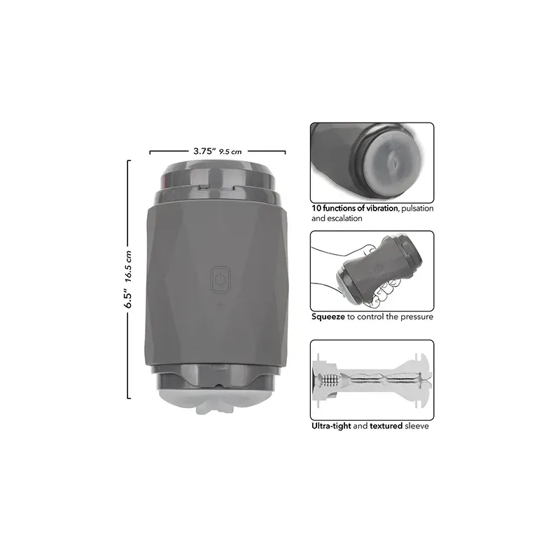Vibro Squeeze Stroker with Dual-Ended Textured Sleeve