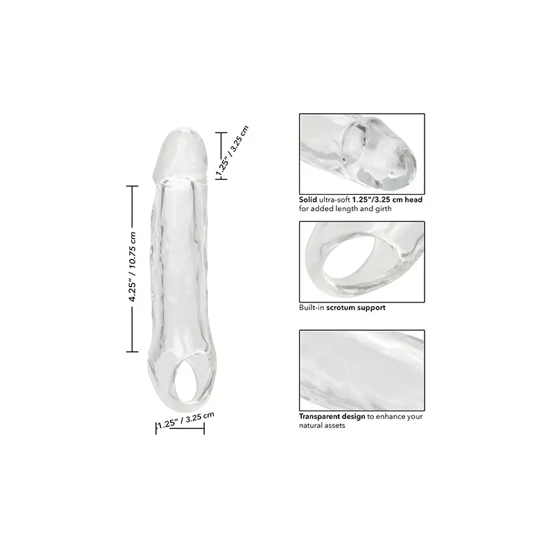 Penis Extension Sleeve with Scrotum Strap, 5.5 Inch Clear