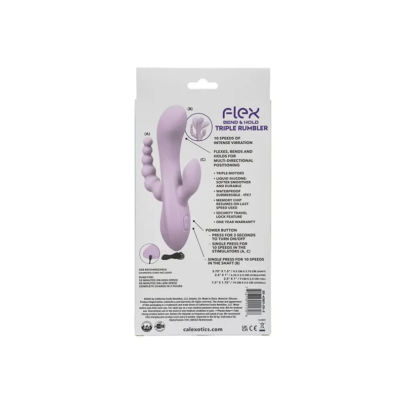Flex Bend and Hold Triple Motor Rabbit Vibrator