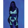 Embroidered Floral Lace Bra with Thong & Chaps light Reactive 3 piece Set